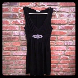 Black cocktail dress with silver bead detail
